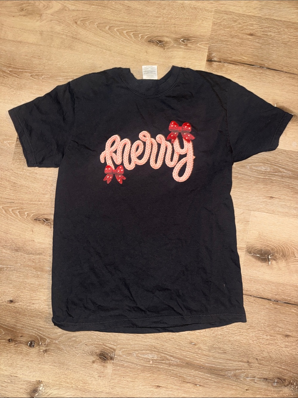 Black 'Merry' Graphic Tee